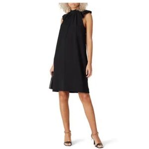 Victoria Beckham black flutter sleeve‎ pocket dress high neck size 4